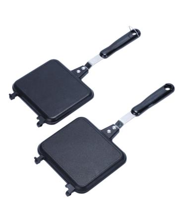 Zerodeko Sandwich Pan Mini Waffle Electric Maker Electric Griddles Square Pan Bbq Grill Toaster Grilled Sandwich Maker Mini Bread Loaf Pans Aluminum Alloy Snack Plate Household