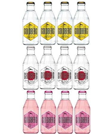 12 bottles of Goldberg 3 types of Tonic Mix each 0.2 L incl. REFILLABLE deposit (4 bottles of tonic water 4 bottles of Indian Hibiscus 4 bottles of Japanese Yuzu)