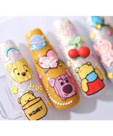 Dedyel 5D Embossed Cartoon Nail Art Sticker Decals - Cute Honey Pooh Bear Design - Self-Adhesive DIY Nail Art Decoration (3 Sheets) - Buy Online on GoSupps.com