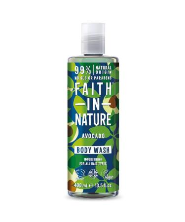 Faith In Nature Natural Avocado Body Wash Nourishing Vegan and Cruelty Free No SLS or Parabens 400 ml (Pack of 1) Avocado 400 ml (Pack of 1)