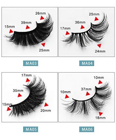 AMSDCN 18pair Fluffy Mink Hair False Eyelashes 20mm-25mm - Dramatic Long 3D Lashes for Natural Makeup Look (MA03) - Buy Online on GoSupps.com