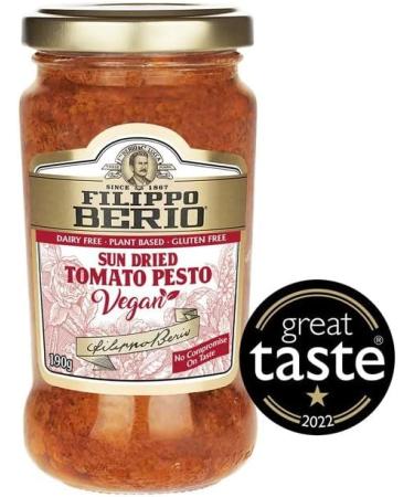 FILIPPO BERIO Vegan Red Pesto Sun-Dried Tomatoes Italian Red Vegan Pesto Pasta Sauce 190g (Pack of 6) - Buy Online on GoSupps.com