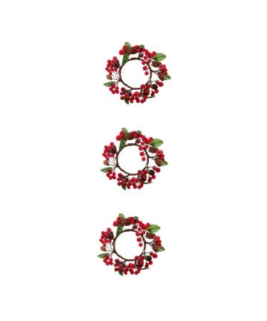 Zerodeko 3 Pcs Christmas Wreath Window Wreaths Christmas Pine Needle Decoration Christmas Swag Winter Fruit Wreath Xmas Window Garland Holiday Greenery Wreath Green Leaves Red Fruit Plastic