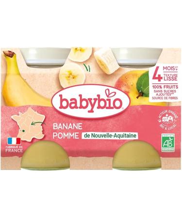 Babybio - Small Pots Apple d'Aquitaine Banana 2x130 g - PACK of 6 - 4 Months - ORGANIC - Buy Online on GoSupps.com