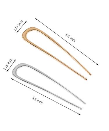 5.5 Large French Hair Pins for Thick Long Hair - 2 Prong Bun Hair Sticks (Pack of 2) - Buy Online on GoSupps.com