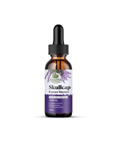 Amazing Botanicals Skullcap 10X Extract Tincture 30,000 mg - 30ml/1oz - High Potency Herbal Liquid Supplement for Relaxation and Wellness