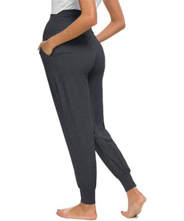 Love2Mi Maternity Women's Casual Pants | Stretchy & Comfortable Lounge Jogging Trousers | Dark Gray - Buy Online on GoSupps.com