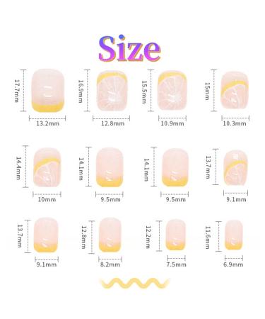 Summer Lemon Pattern Short Square Press-on Fake Nails - 24PCS - Buy Online on GoSupps.com