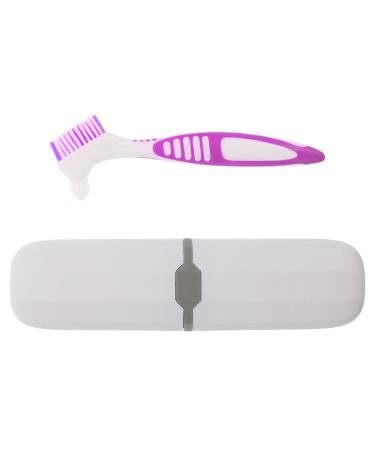 CLISPEED Ensemble de Nettoyage pour Proth ses Dentaires avec Brosse Double Face Poils Souples Manche Antid rapant tui de Rangement Portable Bleu Gris Kit Hygi nique de Voyage