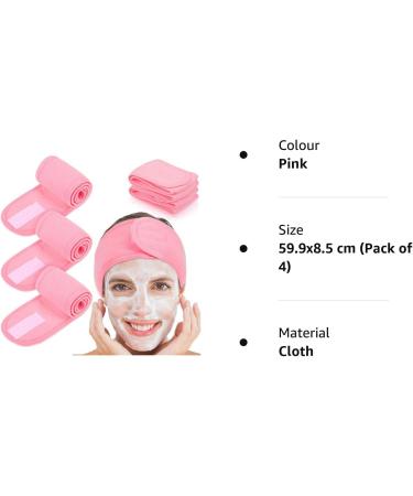 Whaline 4 PCS Pink Spa Headband Set for Sport, Yoga, Shower - Stretch Terry Cloth Hair Band - Buy Online on GoSupps.com