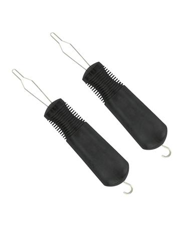Milisten 2pcs Button Hook Zipper Puller Helper Tool Wire Loop for Seniors Independent Living Shirt Dress Clothes Pant Coat Snap Buttoner Black