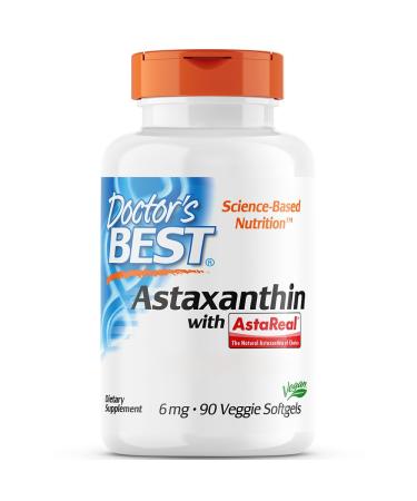 Doctor's Best Astaxanthin with AstaReal 6mg 90 Softgels Highly Dosed Lab-Tested Gluten-Free Soy-Free Non-GMO