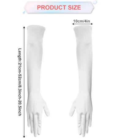 SAVITA 21" Women Long Gloves Long Elbow Satin Gloves Stretchy 1920s Opera Gloves for Women Girls Evening Party Dance Hand Care Moisturizing White - Buy Online on GoSupps.com