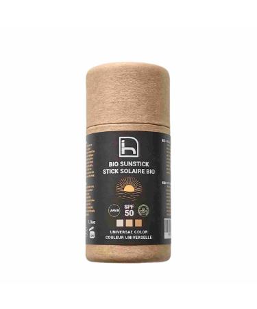 Facial Sunscreen 50 with Organic Color - Facial Sun Stick 50 - Facial Sunscreen 50 with Color SPF 50 - Certified Organic and with Biodegradable Cardboard Packaging - 50 g