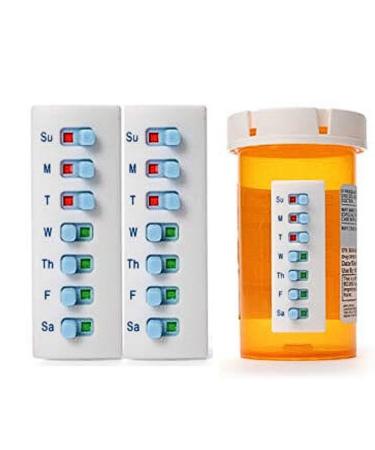 2 Pack Medication Tracker and Reminder Take-n-Slide Reusable Peel and Stick Pill Tracker Attach to Your Bottle 7 Day Medicine Vitamin Pet Pill Organizer Alternative Medication Aid White White 2 Count (Pack of 1)