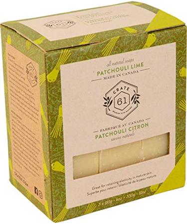 Crate 61 Vegan Natural Bar Soap Patchouli Lime 3 Pack Handmade Soap With Premium Essential Oils Cold Pressed Face And Body Bar Soap For Men And Women (4 oz 3 Bars) Patchouli Lime 3 Pack patchouli lime 3 Count (Pack...