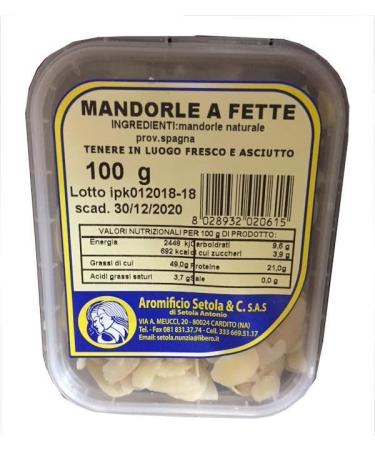 SETOLA SLICED PEELED ALMOND RESIN IN BOWL 100 GR