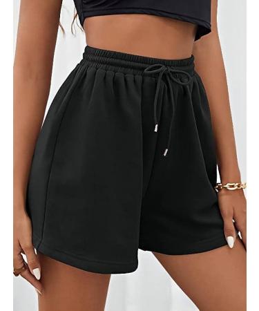 EUISVI Women's Summer Casual Drawstring Waist Sweat Shorts - Large Black - Buy Online on GoSupps.com