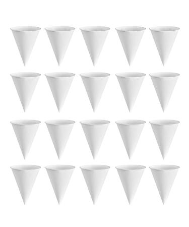 KICHOUSE 250 Pcs Cone Paper Cup Disposable Coffee Cup White Paper Cone Cups Water Glass Tube 4oz Wedding