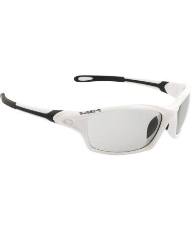 Swisseye grip sports glasses (100% UVA UVB and UVC protection adjustable nose area splinter-free material tr90 including microfiber bag) Classic unit size White Shiny/Black