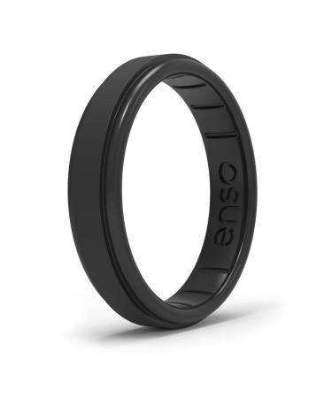 Enso Rings Thin Rise Silicone Ring - Timeless with a Twist - Made in The USA - Comfortable, Breathable, and Safe Obsidian 6