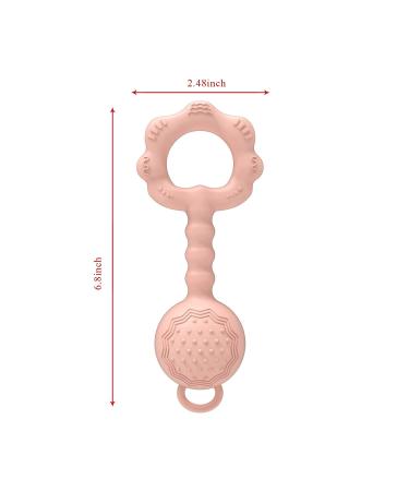 Silicone Baby Teether Rattle Toy - WHOZU Teething Shaker for Infants 3+ Months - Soft & Flexible - Pink - Buy Online on GoSupps.com