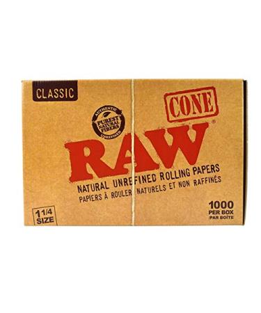 RAW Classic Pre-Rolled Cones - 1-1/4 - BULK Box of 1000