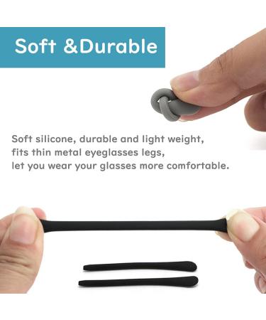 8 Pairs Anti-Slip Silicone Eyeglass End Tips for Thin Metal Legs - Black - Buy Online on GoSupps.com