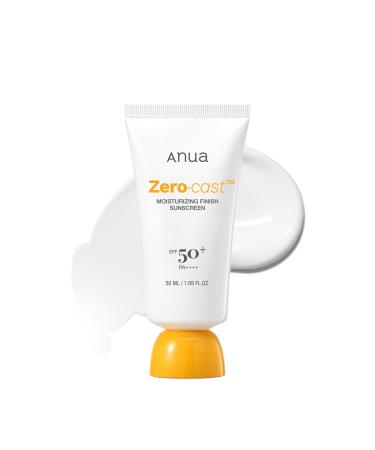 Anua Zero-Cast Moisturizing Sunscreen SPF 50 cran solaire visage hydratant Sans traces blanches Acide Hyaluronique Niacinamide Oil-Free 1.69 fl.oz