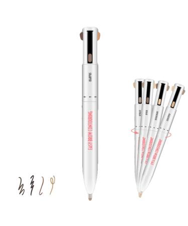 LXZJJM Eyebrow Pencil 4-in-1 Automatic Pomade Eyebrow Pencil Easy Brow Contouring Rotating 4-Color Eyebrow Pencil Precise Brush-Tip Create Natural-Looking Brows Stay on All Day 22.5g (2# Brown) 2 # Brown