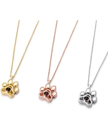 Personalized Photo Projection Necklace | Pet Paw Print Memorial Jewelry | Custom Dog Cat Gifts | Ros gold Christmas Birthday Gift for Women & Girls - Buy Online on GoSupps.com
