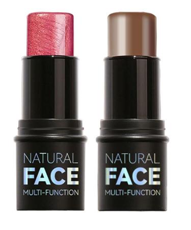 2-Pack Highlighting and Finishing Stick Non-stick Face Highlighter and Shadow Pencil Long-Lasting Smooth Face Highlighting Makeup (Fenhe Coffee)