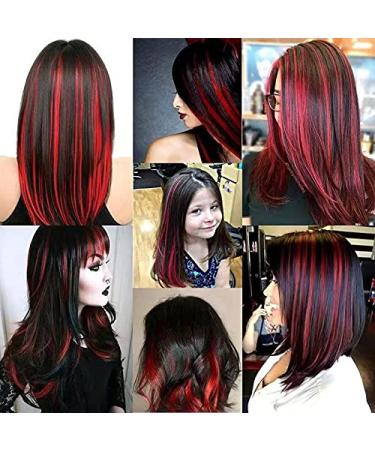 ZHIXIN 9 Pieces Red Clip-In Hair Extensions | Synthetic Party Highlights | Hair Accessories - Buy Online on GoSupps.com