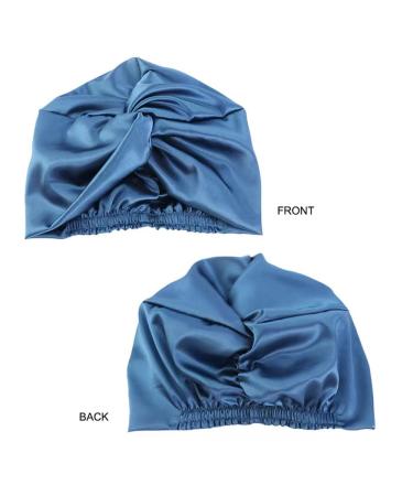 Double Layer Cross Twist Shower Cap for Curly Natural Hair - Adjustable Knotted Bandana Hat for Women - Hole Blue - Buy Online on GoSupps.com