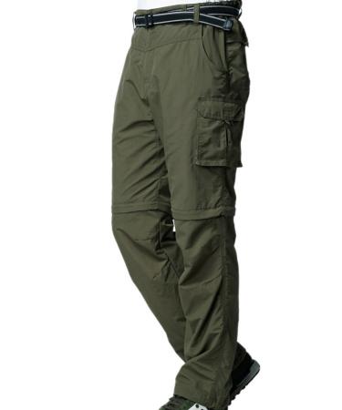 Men's Outdoor Quick Dry Convertible Lightweight Hiking Fishing Zip Off Cargo Work Pants Trousers Army Green 38