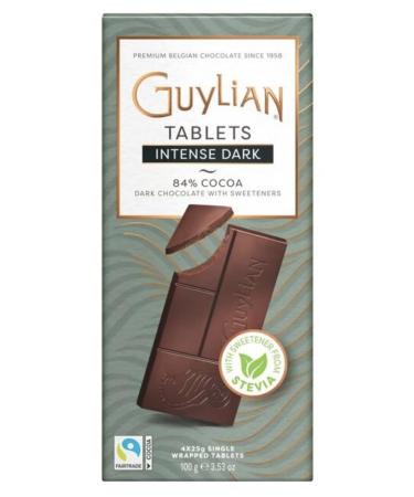 GuyLian Guylian Pack of 6 Intense Dark Chocolate Bars 84% Cocoa Stevia 100g