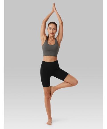 Desol Women's High Waist Cycling Pants with Pockets - Belly Control Sports Shorts for Yoga & Running - Dark Night 20.3cm - Buy Online on GoSupps.com