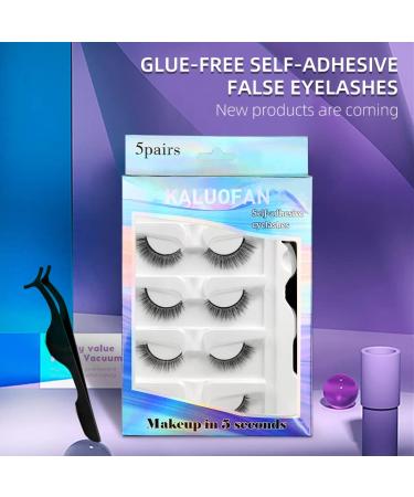 Kaluofan Reusable Self Adhesive False Eyelashes - 5 Pairs | No Glue Needed | Natural Look & Waterproof | Easy to Apply - Buy Online on GoSupps.com