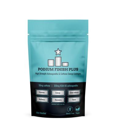 Podium Finish Energy Lozenges Mint Menthol Plus Caffeine Sweets Running Cycling Jogging - Caffeine Sweets with KSM-66 and Ashwagandha 50mg Caffeine Energy Tablets for Sport - 12pcs 4 x Pack of 12