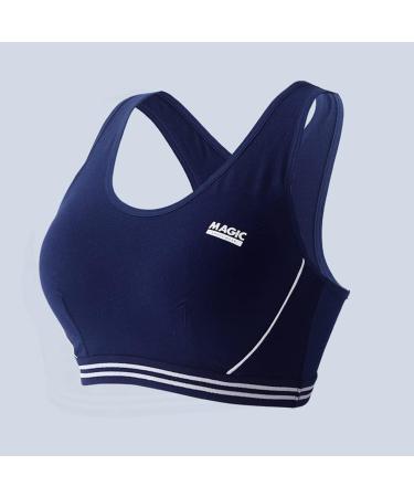 Teen Girls Seamless Cotton Racerback Sports Bra - Medium Size 30 Cream Navy - Buy Online on GoSupps.com