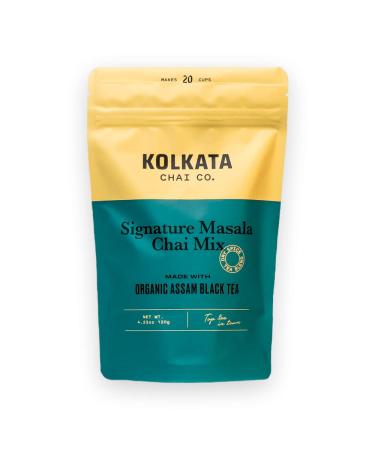 Kolkata Chai Signature Masala Chai mix, 100% Organic Black Tea, Makes 20 cups, Premium loose leaf tea and spice blend, All Natural, 4.23 oz