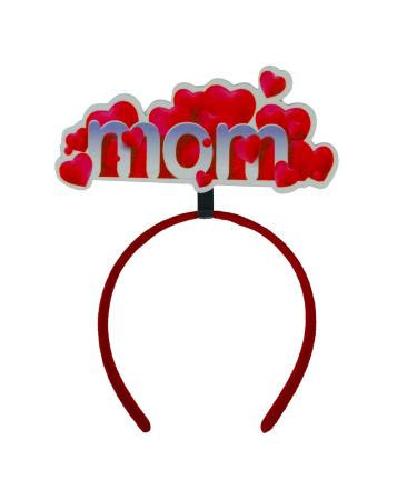 Kistreao MOM Headband Red Heart I Love Mom Hair Band Hair Accessories for Mother Happy Mother's Day Party Celebration Gift