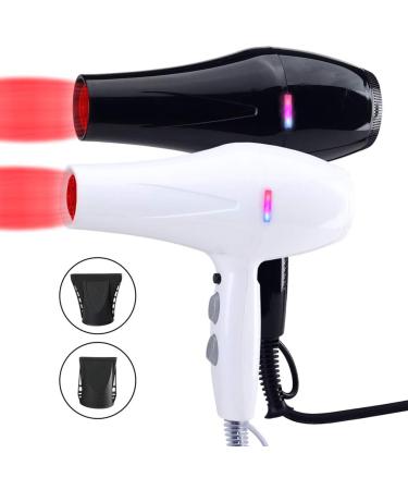 Professional Hair Dryer Salon Hairdryers 1600W with 2 Nozzles Lightweight Power Blow Dryer Fast Dry 2 Speed 3 Heat Cool Shot Setting Long Cable DC Motor Fast Drying Time and Frizz Free Shine White - Buy Online on GoSupps.com