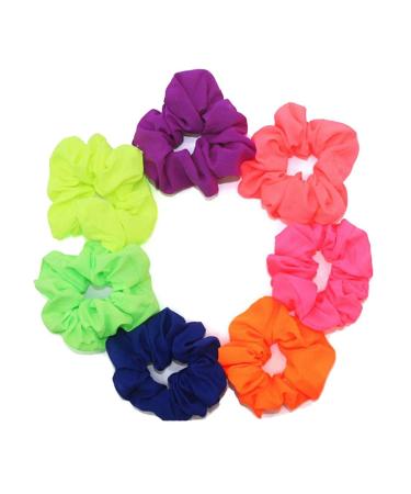 Generic 7 7 pieces Beautiful fluorescent color neon hair tie interlock hair elastic hair bands colorful hair tie ropes ponytail holder accessories for girls