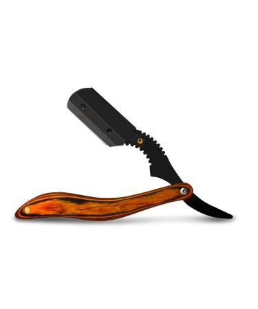 Wooden Straight Razor Stainless Steel Professional Vintage Barber Razor for Men Straight Edge Razor Close Shaving Men's Manual Shaver for Barbershop Salons Hairdressing Black