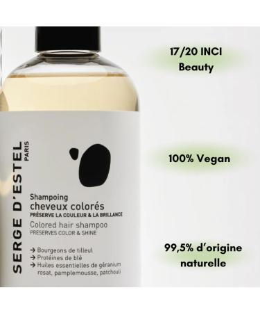 SERGE D'ESTEL PARIS Sulfate-Free Shampoo for Colored Hair 250ml Maintains the Hold of Plant-Based Coloring Moisturizes the Hair Fiber 100% Vegan Formula Made in France - Buy Online on GoSupps.com
