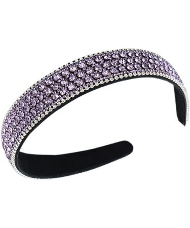 Rhinestone Headband Wide Padded Hairband Crystal Bead Embellished Headbands Bling Glitter Headband for Women Girls (CPurpleCrystal) - Buy Online on GoSupps.com