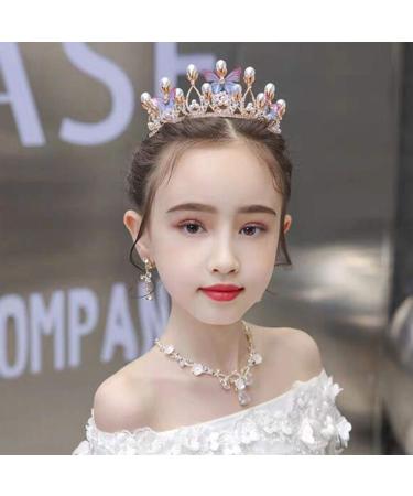 FRCOLOR Girls Crown Tiara - Rhinestone Butterfly Pearl Headband for Wedding Prom & Party - Buy Online on GoSupps.com
