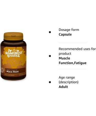 Rainforest Foods Organic Maca Root Capsules 500mg Pack of 120 120 Count (Pack of 1) - Buy Online on GoSupps.com