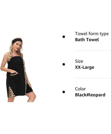 Zexxxy Women's Adjustable Closure Bath Wrap Towel Dress - Lightweight Knee Length Body Wrap - Black Leopard, XX-Large - Buy Online on GoSupps.com